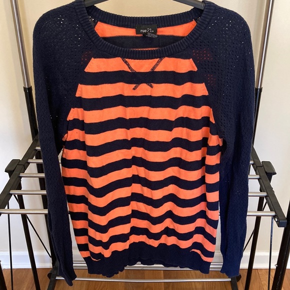 Rue21 Sweaters - Rue21 Orange and Blue Striped Sweater - Size XL